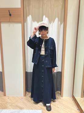 「サマンサ モスモス(Samansa Mos2)」｜「アイテム（デニムジャケット）」を使った、  えだ🌳さん（レディース・153cm）の秋コーディネート