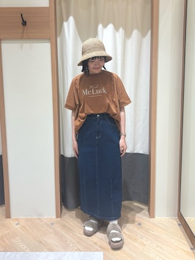 「Samansa Mos2 blue（サマンサモスモスブルー）のアイテム（トップス、オレンジ系）」を使った、  えだ🌳さん（レディース・153cm）の春コーディネート