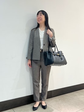 「アイテム（ノーカラージャケット）」を使った、Ishibashiさん（レディース・158cm）の秋コーディネート