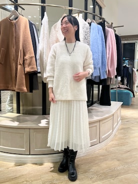 「ニット/セーター」｜「アイテム（アクセサリー）」を使った、Ishibashiさん（レディース・158cm）の冬コーディネート