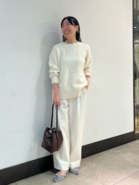 「カシミヤ」｜「アイテム（アクセサリー）」を使った、Ishibashiさん（レディース・158cm）の秋コーディネート