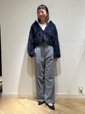 「シャギー」｜「アイテム（ノーカラージャケット）」を使った、Ishibashiさん（レディース・158cm）の秋コーディネート