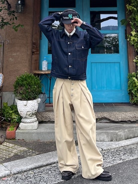 「アイテム（デニムジャケット）」を使った、taiyoさん（メンズ・166cm）の秋コーディネート