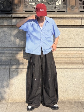 「YOLO（ヨーロ）のアイテム（デニムパンツ、ブラック系）」を使った、taiyoさん（メンズ・164cm）の春コーディネート
