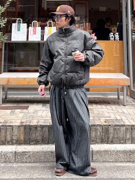 「アイテム（モカシン/デッキシューズ）」を使った、taiyoさん（メンズ・164cm）の冬コーディネート