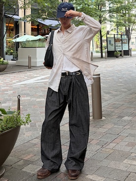 「YOLO（ヨーロ）のアイテム（キャップ、ブルー系）」を使った、taiyoさん（メンズ・164cm）の夏コーディネート