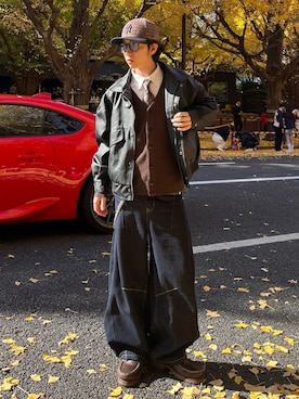 「アイテム（キャップ）」を使った、taiyoさん（メンズ・164cm）の冬コーディネート