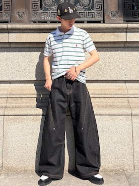 「G.H.BASS（ジーエイチバス）のG.H.BASS BA11510 BLACK&WHITE LARSON ラーソン ラバーソール（ローファー、ブラック系）」を使った、taiyoさん（メンズ・164cm）の春コーディネート