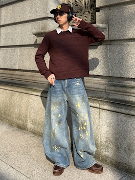 「NEW ERA（ニューエラ）の【NEW ERA/ニューエラ】【日本未発売】9TWENTY MLB CORE CLASSIC コットン ロゴキャップ（キャップ、ブラウン系）」を使った、taiyoさん（メンズ・164cm）の春コーディネート