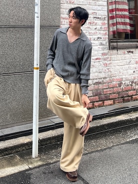「アイテム（モカシン/デッキシューズ）」を使った、taiyoさん（メンズ・166cm）の秋コーディネート