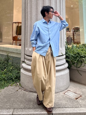 「アイテム（モカシン/デッキシューズ）」を使った、taiyoさん（メンズ・166cm）の秋コーディネート