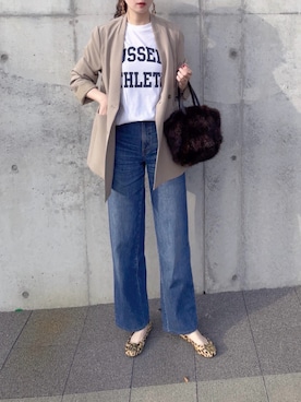 「アイテム（ノーカラージャケット）」を使った、33aayさん（レディース・166cm）の秋コーディネート