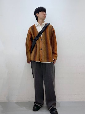 「LAKOLE（ラコレ）のグラデストライプカーディガン/146463（カーディガン/ボレロ）」を使った、ひろさん（メンズ・170cm）の秋コーディネート