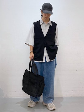 「LAKOLE（ラコレ）のアイテム（ベスト）」を使った、ひろさん（メンズ・170cm）の夏コーディネート