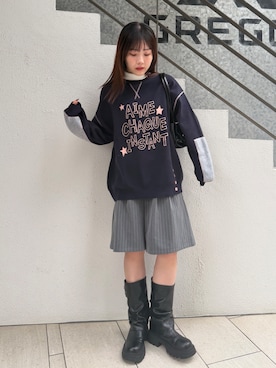 「ニット/セーター」｜「アイテム（シューズ）」を使った、nanacoさん（レディース・162cm）の冬コーディネート