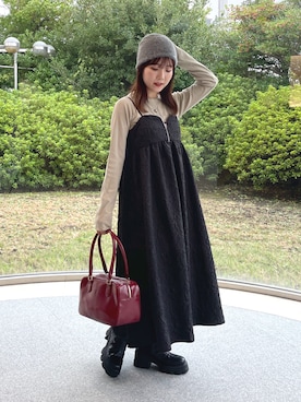 「ゆったりシルエット」｜「アイテム（帽子）」を使った、nanacoさん（レディース・162cm）の秋コーディネート