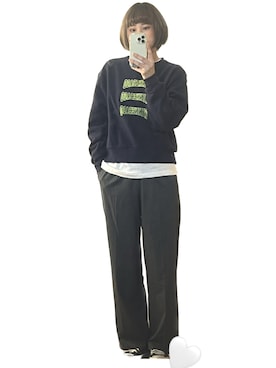 「ニコアンド」｜「アイテム（スラックス）」を使った、naaさん（レディース・165cm）の冬コーディネート