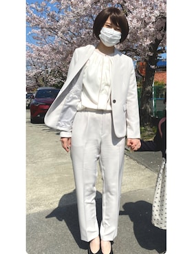 「卒業式コーデ」｜「アイテム（スーツジャケット）」を使った、naaさん（レディース・165cm）の冬コーディネート