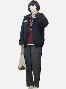 「ニコアンド」｜「アイテム（スラックス）」を使った、naaさん（レディース・165cm）の冬コーディネート