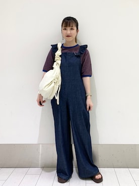 「ローリーズファーム(LOWRYS FARM)」｜「アイテム（オールインワン・サロペット）」を使った、ayakaさん（レディース・154cm）の夏コーディネート