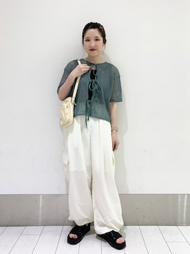 「アパレルスタッフ」｜「アイテム（サンダル）」を使った、ayakaさん（レディース・154cm）の夏コーディネート