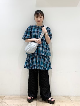 「アパレルスタッフ」｜「アイテム（アクセサリー）」を使った、ayakaさん（レディース・154cm）の夏コーディネート