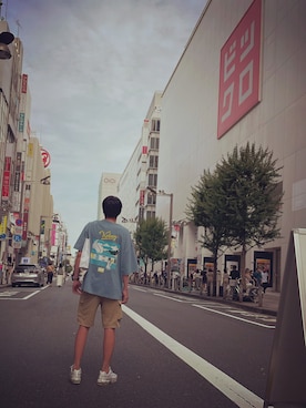 「kebozのアイテム（Tシャツ/カットソー、ブルー系）」を使った、toppoさん（メンズ・183cm）の秋コーディネート