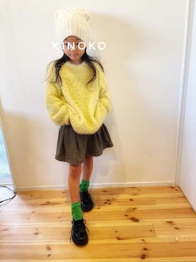 「赤白コーデ」｜きのこ姉妹さん（キッズ・110cm）の秋コーディネート