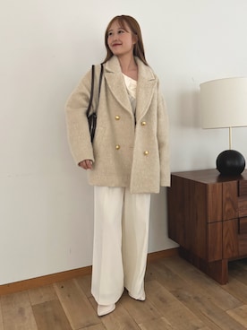 「アイテム（ピーコート）」を使った、MIKIさん（レディース・153cm）の秋コーディネート