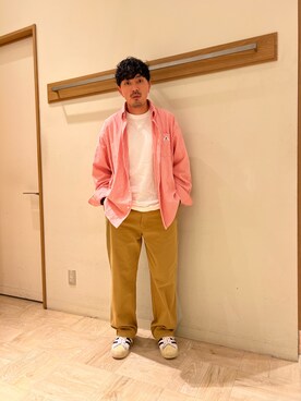 「GEVACO（ゲバコ）の【GEVACO/ゲバコ】オーバーサイズ ボタンダウンシャツ ワンポイントロゴ (無地/ストライプ)（シャツ/ブラウス）」を使った、kazuさん（メンズ・171cm）の秋コーディネート