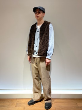 「GLOSTER（グロスター）のアイテム（ハンチング/ベレー帽）」を使った、miyazakitakuroさん（メンズ・171cm）の冬コーディネート