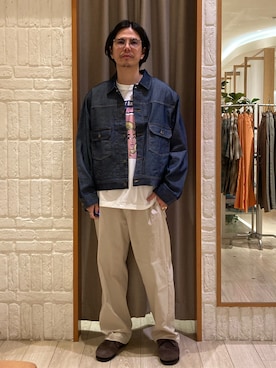 「GLOSTER（グロスター）のアイテム（トップス）」を使った、miyazakiさん（メンズ・171cm）の秋コーディネート