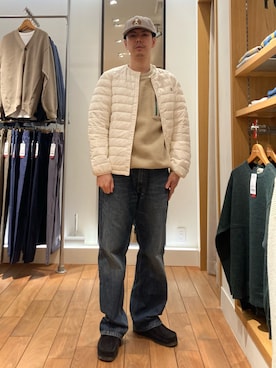 「GLOSTER（グロスター）のアイテム（帽子）」を使った、miyazakitakuroさん（メンズ・171cm）の冬コーディネート