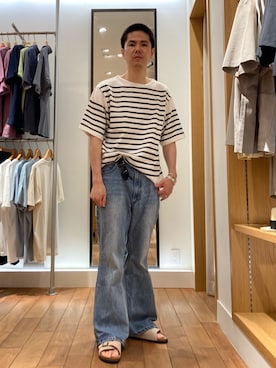 「GLOSTER（グロスター）のアイテム（シューズ）」を使った、miyazakiさん（メンズ・171cm）の夏コーディネート