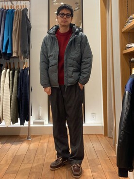 「GLOSTER（グロスター）のアイテム（ダウンジャケット/コート）」を使った、miyazakitakuroさん（メンズ・171cm）の冬コーディネート