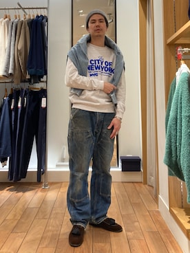 「halo commodity（ハロ　コモディティー）のアイテム（ニットキャップ/ビーニー）」を使った、miyazakitakuroさん（メンズ・171cm）の冬コーディネート