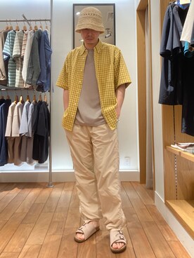 「GLOSTER（グロスター）のアイテム（シューズ）」を使った、miyazakiさん（メンズ・171cm）の夏コーディネート