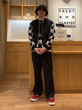「fredy emue（フレディエミュ）のアイテム（ジャケット/アウター）」を使った、miyazakitakuroさん（メンズ・171cm）の春コーディネート