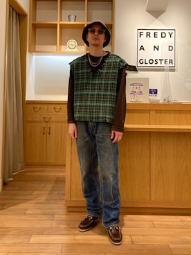 「アイテム（ハット）」を使った、miyazakitakuroさん（メンズ・171cm）の冬コーディネート