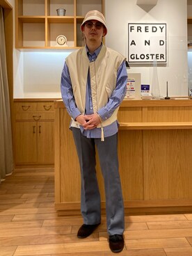 「fredy emue（フレディエミュ）のアイテム（ジャケット/アウター）」を使った、miyazakitakuroさん（メンズ・171cm）の冬コーディネート