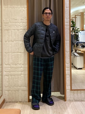 「アイテム（ダウンジャケット/コート）」を使った、miyazakiさん（メンズ・171cm）の秋コーディネート