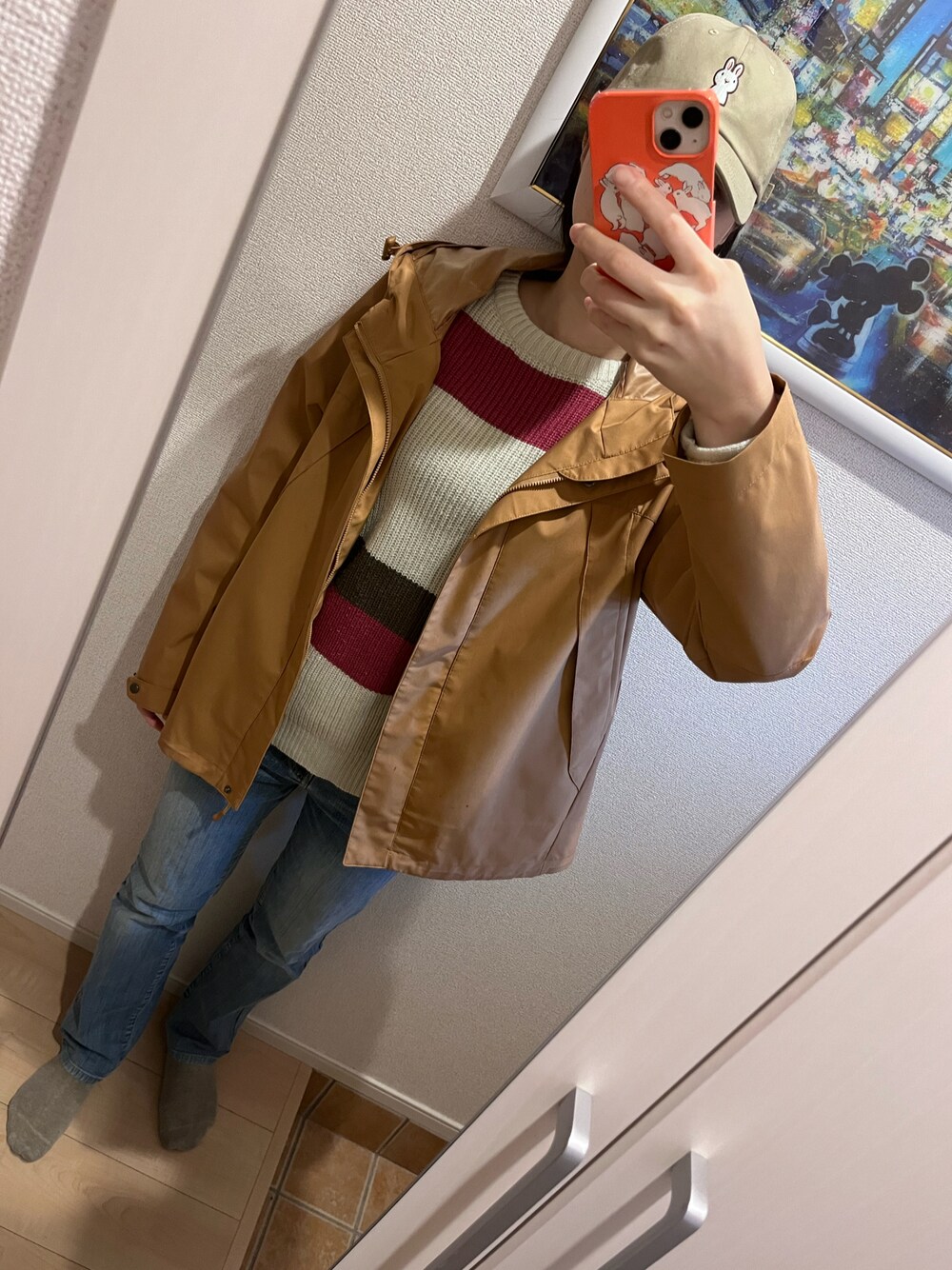 「どこで買ったか分からないセーターのアイテム（ニット/セーター、ベージュ系）」を使った、bitansansuiさん（骨格ナチュラル・レディース・162cm）の春コーディネートの1枚目の写真