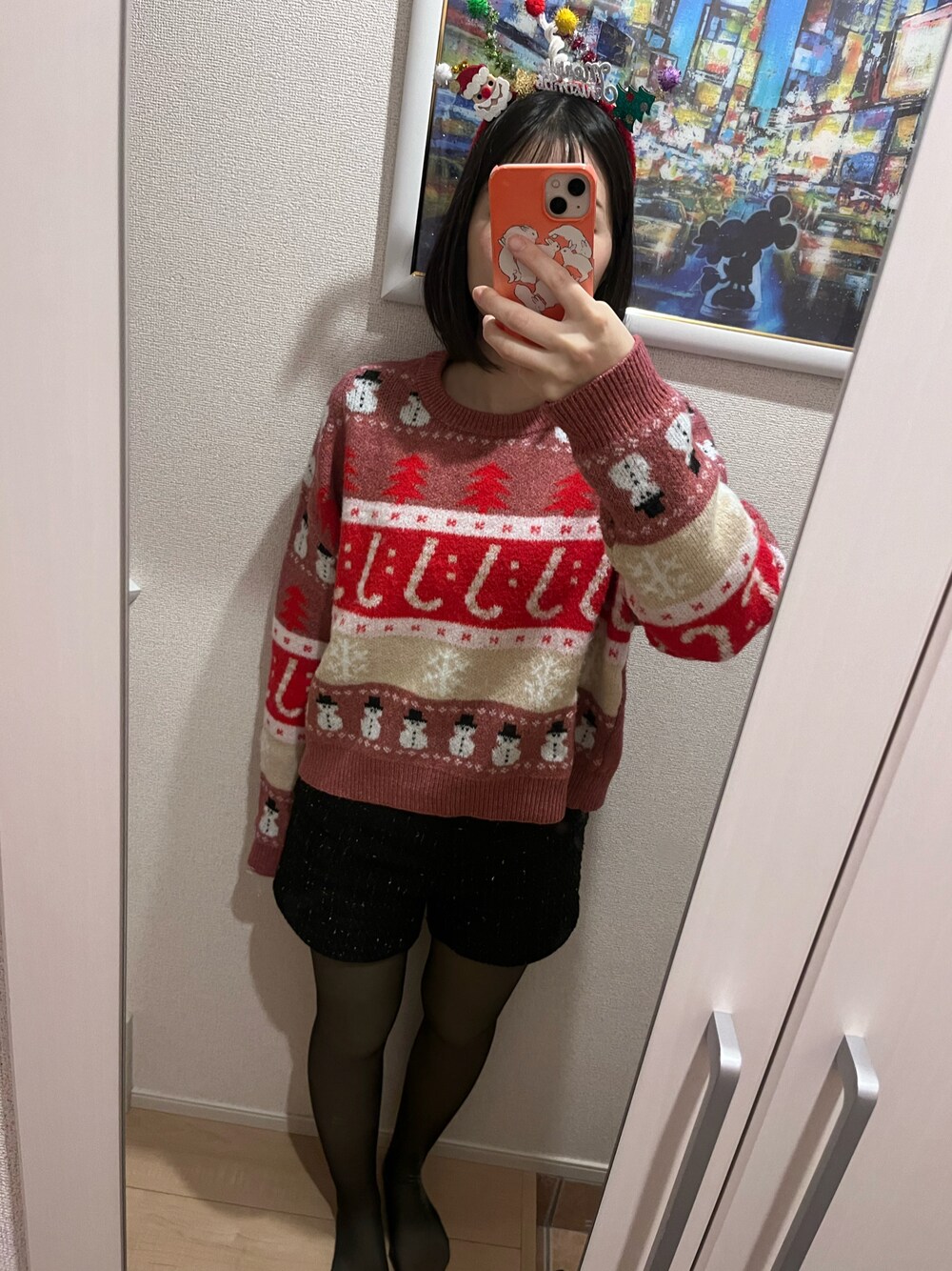 「SHEINのアイテム（パンツ、ブラック系）」を使った、bitansansuiさん（骨格ナチュラル・レディース・162cm）の冬コーディネートの1枚目の写真