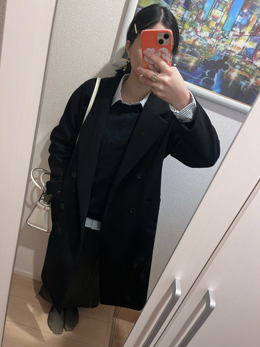 「UNIQLOのアイテム（ダウンジャケット/コート、ブラック系）」を使った、bitansansuiさん（骨格ナチュラル・レディース・162cm）の春コーディネートの1枚目の写真