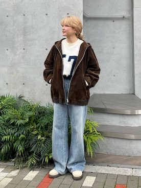 「Ungrid（アングリッド）のアイテム（ブルゾン）」を使った、工藤李奈さん（レディース・159cm）の秋コーディネート