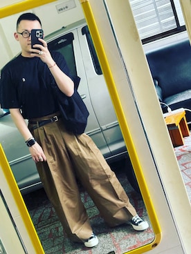 「LLBean SIGNATURE（エルエルビーンシグネチャー）のL.L.Bean/エルエルビーン Grocery Tote/グローサリートート（トートバッグ）」を使った、ZJUNさん（メンズ・172cm）の春コーディネート