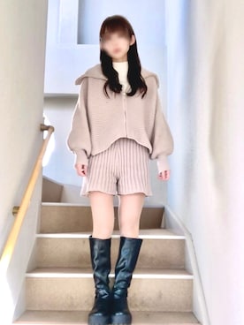 「GRL（グレイル）のアイテム（カーディガン/ボレロ、ベージュ系）」を使った、ちゃんさん（レディース・150cm）の春コーディネート