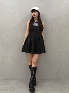 「jouetie（ジュエティ）の【kaorinomori×jouetie】レースハンチング（ハンチング/ベレー帽、ホワイト系）」を使った、ALYSHIAさん（レディース・167cm）の夏コーディネート