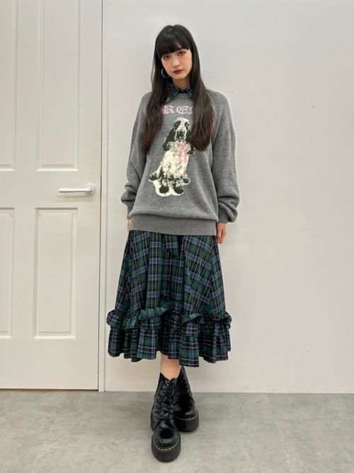 【ze】ラッフルリボンタイシャツワンピース ブラックチェック jouetie（ジュエティ） ワンピース ドロストリボンチェックシャツ