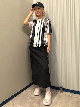 「アディダス」｜りほさん（レディース・165cm）の夏コーディネート